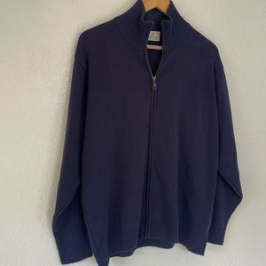 North‎ Fields Scotland Zip Up Striped Sweater Navy Blue XL